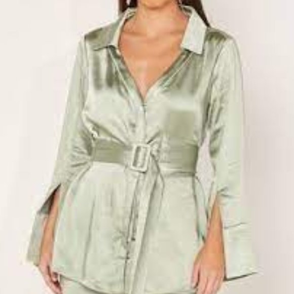 NWT - ELLIATT - Riley Shirt with Split Sleeves in Sage - Picture 1 of 5